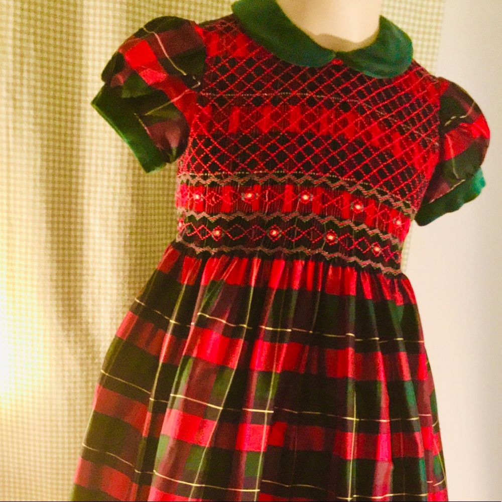Marco & Lizzy 100% silk Tartan Holiday Dress